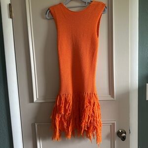Orange Fringe Mini Dress
